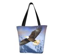 QGGHNISD Borsa di totalizzatore casuale della spalla delle donne dell'albero di autunno, borsa del poliestere di grande capacità, borsa della spesa della spiaggia di viaggio, Aquila calva in volo