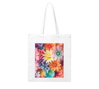QGGHNISD Borsa per la spesa riutilizzabile grande della tela di canapa di colore complesso con stampa fronte-retro, 41x38cm ogni giorno porta la borsa, Fiori colorati., Taglia unica