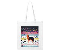 QGGHNISD Borsa per la spesa riutilizzabile grande della tela di canapa di colore complesso con stampa fronte-retro, 41x38cm ogni giorno porta la borsa, Animale colorato, Taglia unica