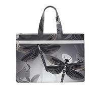 QGGHNISD Capra Frolic Canvas Tote Bag Documenti Organizer Bag Zipper File Storage Borsa Portatile Ufficio Viaggio Bag, Libellule Grigio, Taglia unica