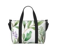 QGGHNISD Color Explosion - Borsa da viaggio a tracolla, resistente all'acqua, borsa da palestra di grande capacità, Foglie e rami di salvia dell'acquerello dell'acquerello del fiore verde, Taglia