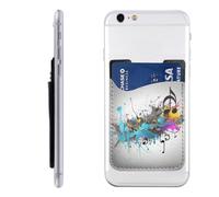 QGGHNISD Custodia per telefono a scacchi, colore bianco e nero, porta carte di credito adesivo per il retro della maggior parte degli smartphone, Musical Con Spray, Taglia unica