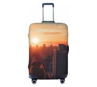 QGGHNISD Custodia protettiva per bagagli astratta poligonale spaziale, resistente ai graffi, elastica, da viaggio, adatta per valigie da 45-81 cm, Città al tramonto, L