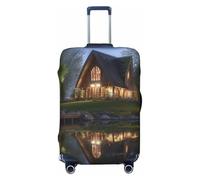 QGGHNISD Custodia protettiva per bagagli astratta poligonale spaziale, resistente ai graffi, elastica, da viaggio, adatta per valigie da 45-81 cm, Chalet in riva al lago, L
