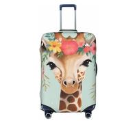 QGGHNISD Custodia protettiva per bagagli con fiori di loto bianco, resistente ai graffi, elastica, adatta per valigie da 45,7 a 81,7 cm, Giraffa con fiori, L