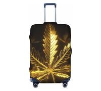 QGGHNISD Custodia protettiva per bagagli con fiori di loto bianco, resistente ai graffi, elastica, adatta per valigie da 45,7 a 81,7 cm, Cannabis dorata, S