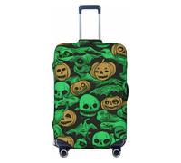QGGHNISD Custodia protettiva per bagagli con fiori rossi dipinti a olio, resistente ai graffi, elastica, adatta per valigie da 45-81 cm, Zucca di Halloween dell'orrore del fantasma verde, L