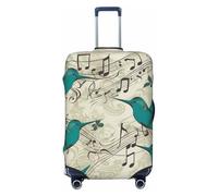 QGGHNISD Custodia protettiva per bagagli con fiori rossi dipinti a olio, resistente ai graffi, elastica, adatta per valigie da 45-81 cm, Nota musicale Teal Birds, XL