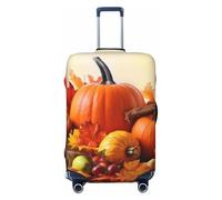 QGGHNISD Custodia protettiva per bagagli con spiaggia hawaiana con palme, resistente ai graffi, elastica, adatta per valigie da 45,7 a 81,7 cm, Autunno Foglie Felice Giorno del Ringraziamento Zucca, L