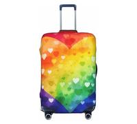 QGGHNISD Custodia protettiva per bagagli, resistente ai graffi, elastica, adatta per valigie da 45-81 cm, colore: corallo, Cuore colorato arcobaleno amore, S