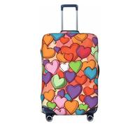 QGGHNISD Custodia protettiva per bagagli, resistente ai graffi, elastica, adatta per valigie da 45-81 cm, colore: corallo, Motivo a cuore colorato., S