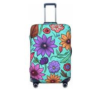 QGGHNISD Custodia protettiva per bagagli, resistente ai graffi, elastica, adatta per valigie da 45-81 cm, colore: corallo, Fiori Doodle Colorati, L
