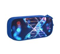 QGGHNISD DNA Genetic Helix Pencil Bag, grande capacità doppio strato con divisore, astuccio per cancelleria, con cerniera, grazioso astuccio per cosmetici, per scuola, ufficio, viaggi, Blu, Taglia