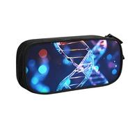QGGHNISD DNA Genetic Helix Pencil Bag, grande capacità doppio strato con divisore, astuccio per cancelleria, con cerniera, grazioso astuccio per cosmetici, per scuola, ufficio, viaggi, Nero , Taglia