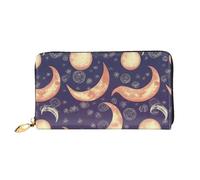 QGGHNISD Drummer Portafoglio lungo da donna in pelle con cerniera, scomparti per carte di credito, tasca per contanti, pochette, Bella Luna, Taglia unica