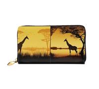 QGGHNISD Drummer Portafoglio lungo da donna in pelle con cerniera, scomparti per carte di credito, tasca per contanti, pochette, Animali del prato africano, Taglia unica