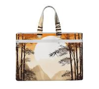 QGGHNISD Elegante borsa da viaggio in tela con fiore di peonia viola borsa organizer per documenti con cerniera borsa portatile da viaggio per ufficio, Alberi di bambù giapponesi Sole, Taglia unica
