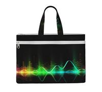 QGGHNISD Gallo e gallina Canvas Tote Bag Documenti Organizer Bag Zipper File Storage Borsa Portatile Ufficio Viaggio Bag, Cool Music Sound Wave, Taglia unica