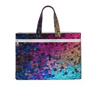 QGGHNISD Gallo e gallina Canvas Tote Bag Documenti Organizer Bag Zipper File Storage Borsa Portatile Ufficio Viaggio Bag, Glitter Paillettes Spot, Taglia unica