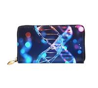 QGGHNISD Golden Sunset Bald Eagle Portafoglio lungo da donna in pelle con cerniera, scomparti per carte, tasca per contanti, pochette, Elica genetica del DNA, Taglia unica