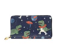 QGGHNISD Golden Sunset Bald Eagle Portafoglio lungo da donna in pelle con cerniera, scomparti per carte, tasca per contanti, pochette, Divertente razzo dinosauro astronauta, Taglia unica
