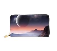 QGGHNISD Golden Sunset Bald Eagle Portafoglio lungo da donna in pelle con cerniera, scomparti per carte, tasca per contanti, pochette, Galaxy Natura Pianeta, Taglia unica