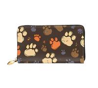 QGGHNISD Golden Sunset Bald Eagle Portafoglio lungo da donna in pelle con cerniera, scomparti per carte, tasca per contanti, pochette, Stampa zampe di cane, Taglia unica
