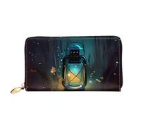 QGGHNISD Golden Sunset Bald Eagle Portafoglio lungo da donna in pelle con cerniera, scomparti per carte, tasca per contanti, pochette, Firefly e Lanterna, Taglia unica