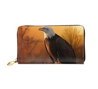 QGGHNISD Golden Sunset Bald Eagle Portafoglio lungo da donna in pelle con cerniera, scomparti per carte, tasca per contanti, pochette, Aquila calva al tramonto dorato, Taglia unica
