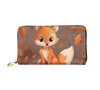 QGGHNISD Golden Sunset Bald Eagle Portafoglio lungo da donna in pelle con cerniera, scomparti per carte, tasca per contanti, pochette, Volpe autunnale, Taglia unica