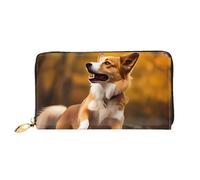 QGGHNISD Golden Sunset Bald Eagle Portafoglio lungo da donna in pelle con cerniera, scomparti per carte, tasca per contanti, pochette, Caduta del cane, Taglia unica