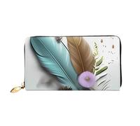 QGGHNISD Golden Sunset Bald Eagle Portafoglio lungo da donna in pelle con cerniera, scomparti per carte, tasca per contanti, pochette, Fiore Piuma, Taglia unica
