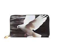 QGGHNISD Golden Sunset Bald Eagle Portafoglio lungo da donna in pelle con cerniera, scomparti per carte, tasca per contanti, pochette, Colomba volante, Taglia unica