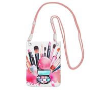 QGGHNISD Grande capacità resistente all'acqua cosmetica della borsa del telefono della crossbody dell'acquerello con la cinghia regolabile, borsa a tracolla compatta del poliestere, rosa, Taglia unica