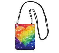 QGGHNISD Grande capacità resistente all'acqua della borsa a tracolla del cuore di amore dell'arcobaleno variopinto con la cinghia regolabile, borsa a tracolla compatta del poliestere, Nero , Taglia