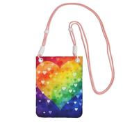 QGGHNISD Grande capacità resistente all'acqua della borsa a tracolla del cuore di amore dell'arcobaleno variopinto con la cinghia regolabile, borsa a tracolla compatta del poliestere, rosa, Taglia