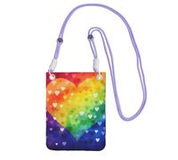 QGGHNISD Grande capacità resistente all'acqua della borsa a tracolla del cuore di amore dell'arcobaleno variopinto con la cinghia regolabile, borsa a tracolla compatta del poliestere, Viola, Taglia