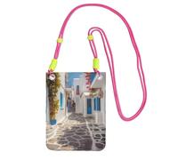 QGGHNISD Grande capacità resistente all'acqua della borsa a tracolla del telefono della via della Grecia con la cinghia regolabile, borsa a tracolla compatta del poliestere, Fucsia, Taglia unica