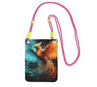 QGGHNISD Grande capacità resistente all'acqua della borsa a tracolla del telefono di Phoenix dell'acqua e del fuoco con la cinghia regolabile, borsa a tracolla compatta del poliestere, Fucsia, Taglia