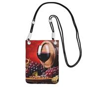 QGGHNISD Grande capacità resistente all'acqua della borsa a tracolla del vino rosso dell'uva della frutta con la cinghia regolabile, borsa a tracolla compatta del poliestere, Nero , Taglia unica