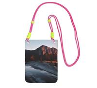 QGGHNISD Grande capacità resistente all'acqua della borsa del telefono della borsa a tracolla dell'alba della montagna con la cinghia regolabile, borsa a tracolla compatta del poliestere, Fucsia