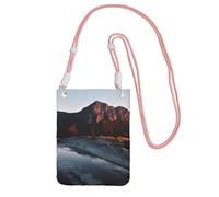 QGGHNISD Grande capacità resistente all'acqua della borsa del telefono della borsa a tracolla dell'alba della montagna con la cinghia regolabile, borsa a tracolla compatta del poliestere, rosa, Taglia