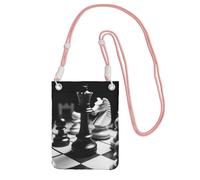 QGGHNISD Grande capacità resistente all'acqua della borsa del telefono della crossbody degli scacchi in bianco e nero con la cinghia regolabile, borsa a tracolla compatta del poliestere, rosa, Taglia