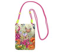 QGGHNISD Grande capacità resistente all'acqua della borsa del telefono della farfalla dei fiori degli uccelli con la cinghia regolabile, borsa a tracolla compatta del poliestere, Fucsia, Taglia unica