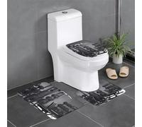 QGGHNISD Gym Equipment - Set di 3 tappetini da bagno in flanella, antiscivolo, assorbenti, a forma di U, con coperchio, morbido e lavabile