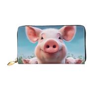 QGGHNISD Hedgehog Portafoglio lungo da donna in pelle con cerniera, scomparti per carte, tasca per contanti, pochette, Maiale carino divertente, Taglia unica