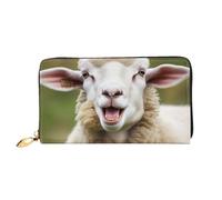 QGGHNISD Hedgehog Portafoglio lungo da donna in pelle con cerniera, scomparti per carte, tasca per contanti, pochette, Divertente Pecora Cattivo Lingua Carino Animale, Taglia unica