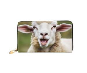 QGGHNISD Hedgehog Portafoglio lungo da donna in pelle con cerniera, scomparti per carte, tasca per contanti, pochette, Divertente Pecora Cattivo Lingua Carino Animale, Taglia unica