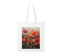 QGGHNISD Leopard2 - Borsa grande in tela riutilizzabile, con stampa fronte/retro, 41 x 38 cm, borsa per il trasporto quotidiano, Pittura A Olio Fiore Rosso, Taglia unica