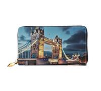 QGGHNISD Llama Animal Alpaca Tropical Cactus Portafoglio da donna in pelle con cerniera, slot per schede, tasca per contanti, pochette, Tower Bridge a Londra, Taglia unica